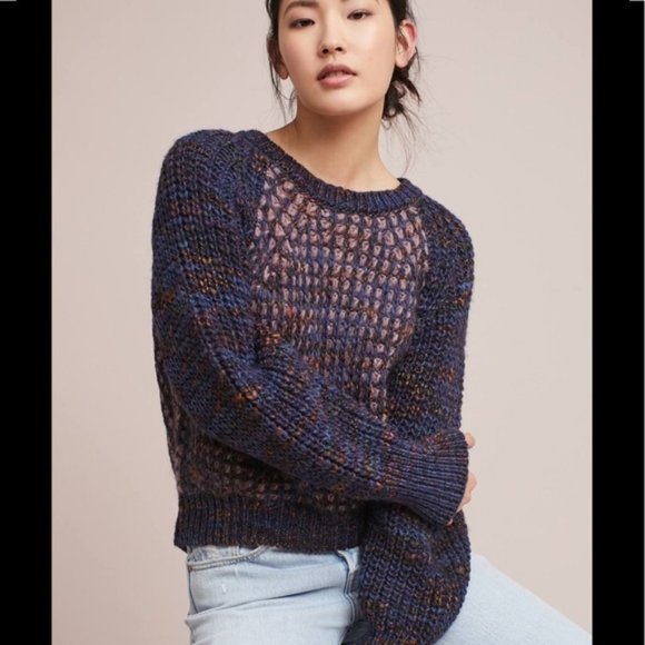 Anthropologie Sweaters - anthro moth blue and purple wool hillwalk sweater